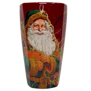 Vintage Santa Tall Coffee/Tea Mug Hallmark Christmas/Holiday Burgundy/Green EUC